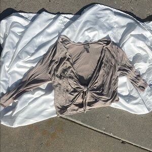 Chico's Taupe Tie-Front Top